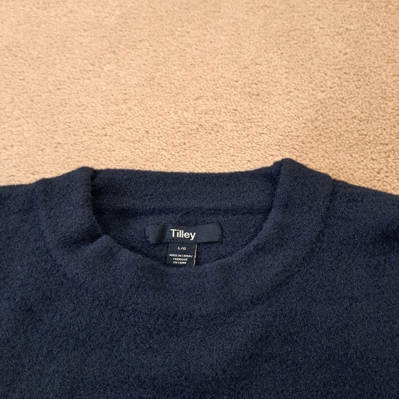Tilley Crewneck Sweater Women's Size Large Blue Relaxed Fit Cozy Teddy Soft - Picture 12 of 13
